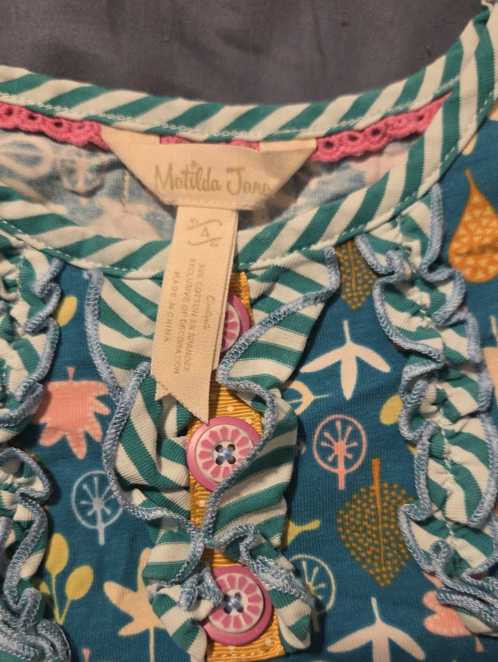 Matilda Jane Girls' Teal Floral Swing Top and Mustard Leggings Set